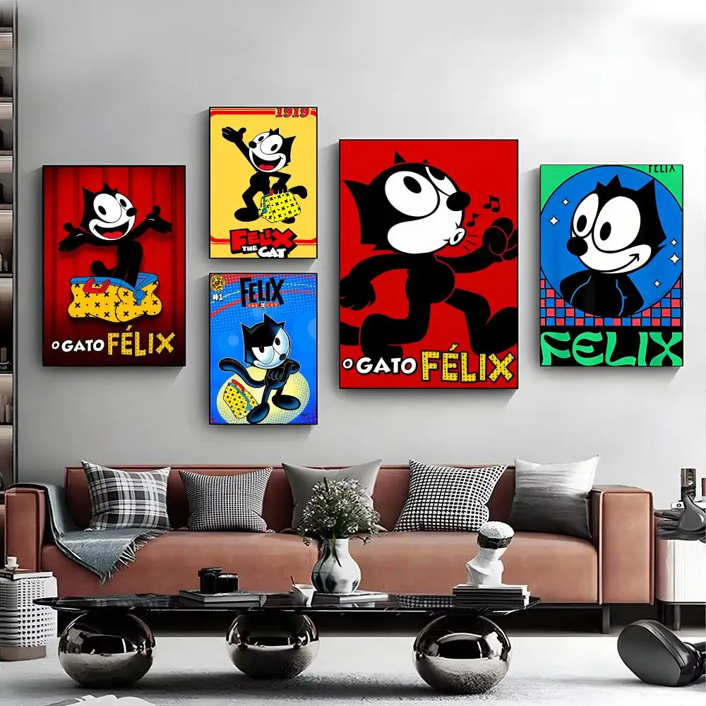1PC Stars F-Felix The Cat Poster Modern Minimalist Wall Art Prints for Bedroom Living Room Aesthetic Contemporary Decor Gift