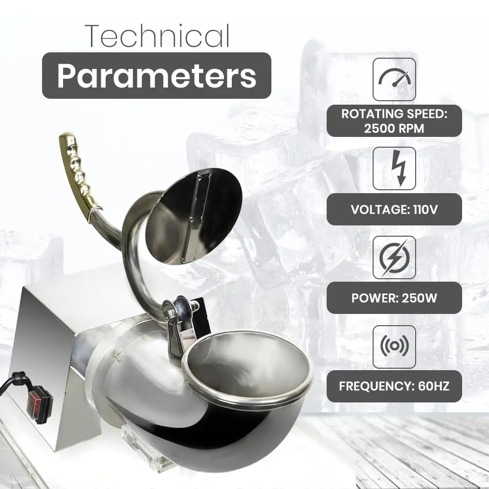 200W Ice Crusher 2500r/m Electric Heavy Shaved Ice Machine Commercial Acrylic Box Ice Machine High-Power Smoothie Machine 220V