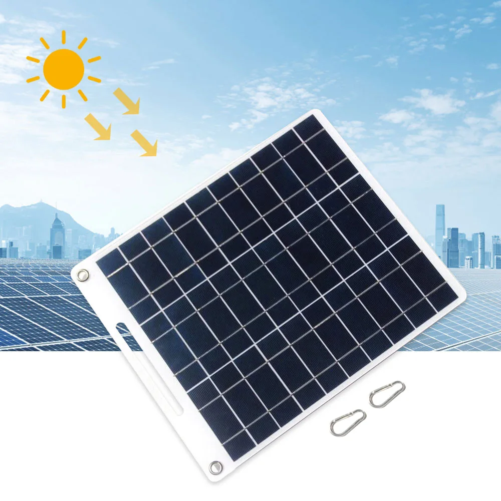 30W Solar Panel Portable 5V Dual USB Fast Charg Panel Kit Outdoor Emergency Charging Battery Camping Hiking Travel Solar Panel