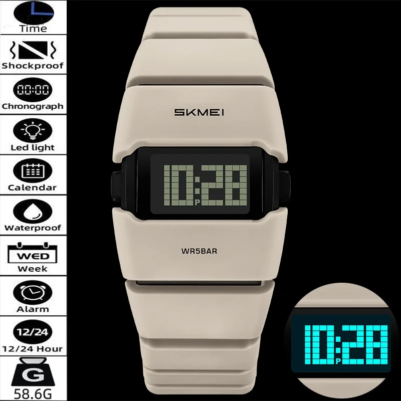 SKMEI Waterproof Outdoor Sports Watches for Men Fashion Multifunction Alarm Chrono LED Digital Wristwatches Simple Style