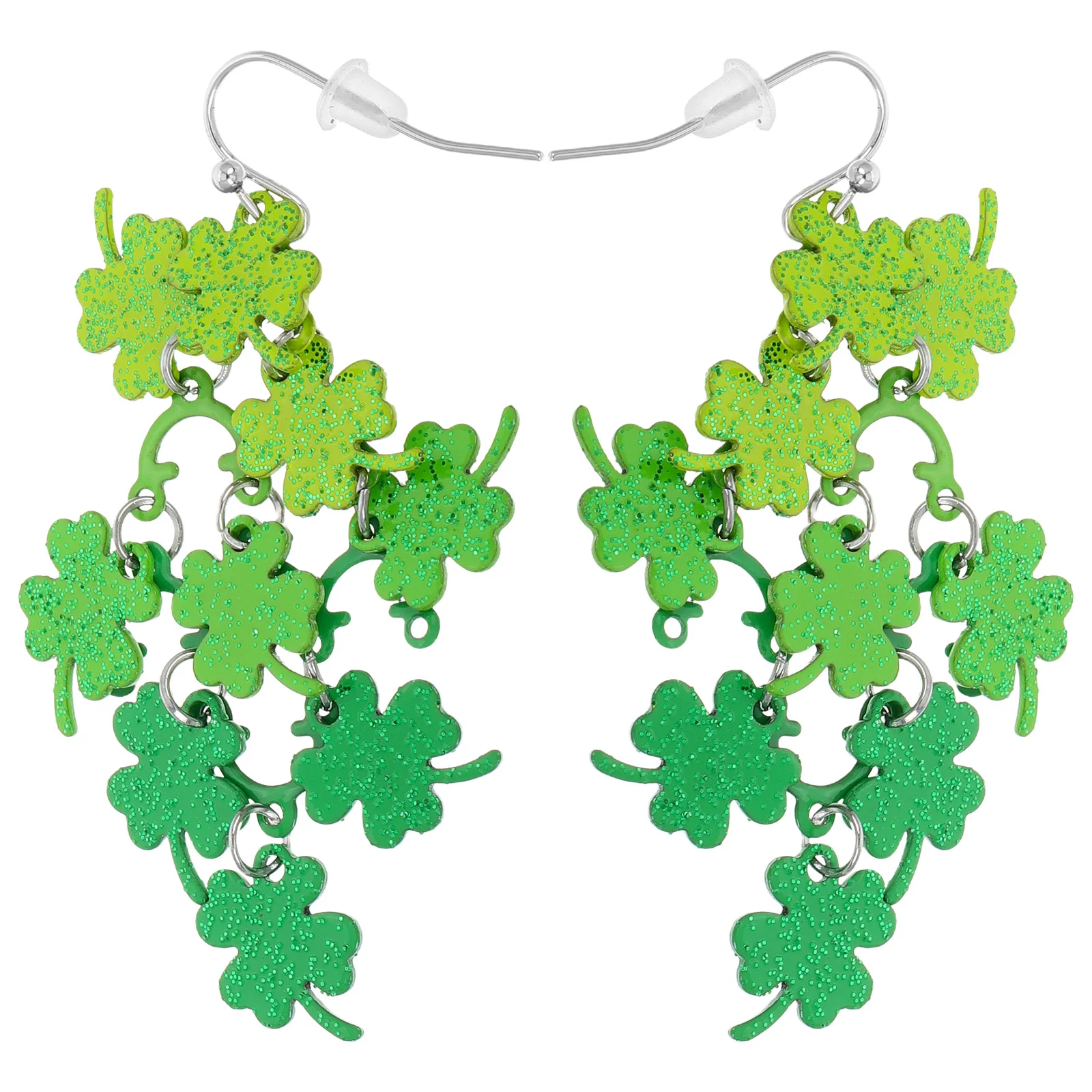 

1Pair Shamrock Dangle Earrings Green Four-Leaf Clover Enamel Jewelry St Patrick's Day Holiday Accessories