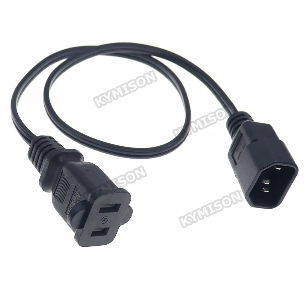 IEC320 C14 to US Polarized Female Socket Power Converter Cable, C14 3PIN to American Nema 1-15R Adapter AC Lead Cord Cable image 2