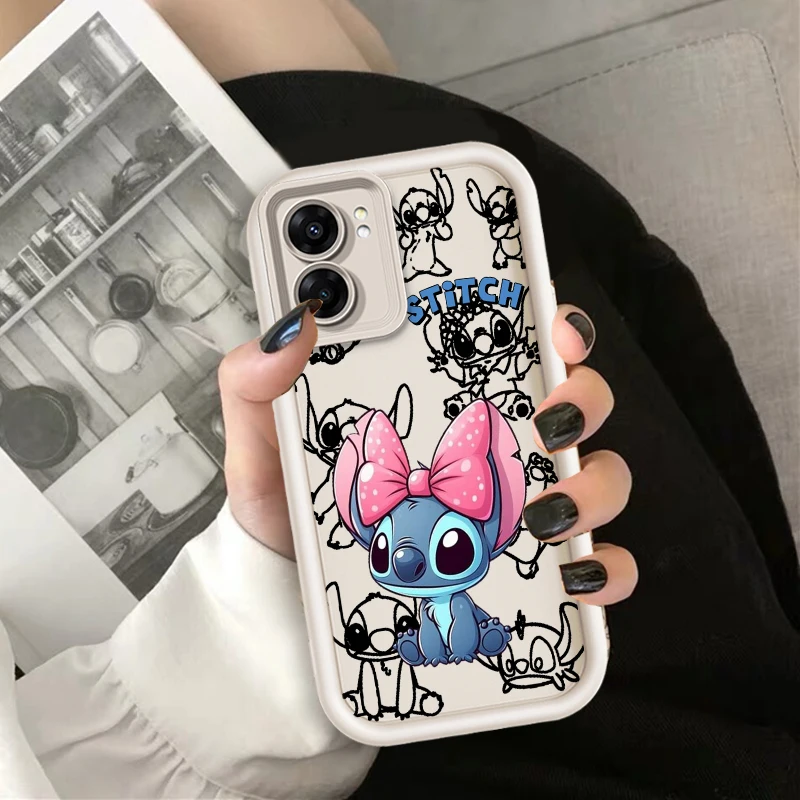 Stitch Disney Art Cute Eye Ladder For OPPO Find X5 X3 A58 A57 A55 A53 A54 A92 A74 A78 A98 A16 A94 A76 A72 5G Funda Phone Case