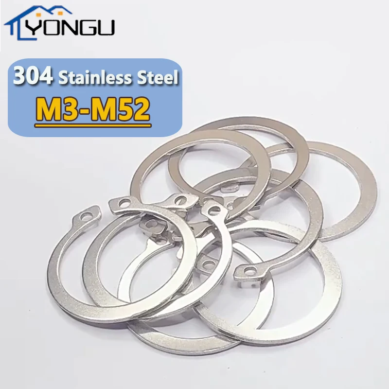 304 Stainless Steel Elastic Retaining Ring for Axis M3-M52 C Type External Snap Washer Circlip