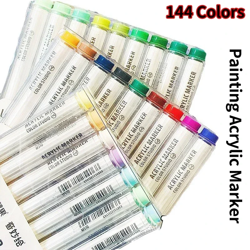 

9/144 Colors Acrylic Paint Art Marker Pen Set DIY Painting Drawing for Card Ceramic Stone Mug Glass Fabric Clothes Art Supplies