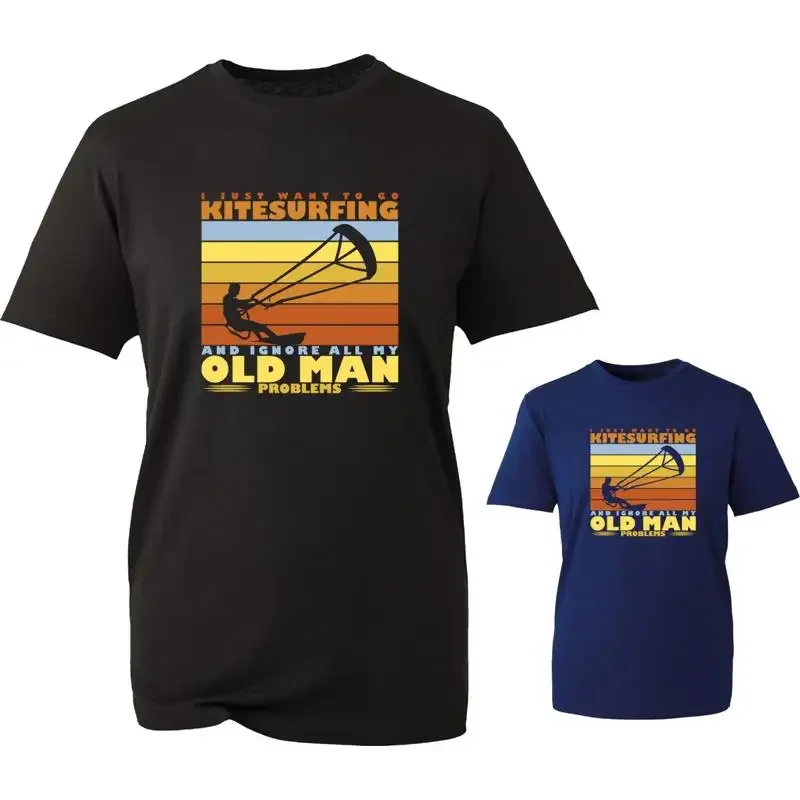I Just Want To Go Kite Surfing Adventure T Shirt Pops Old Man Top
