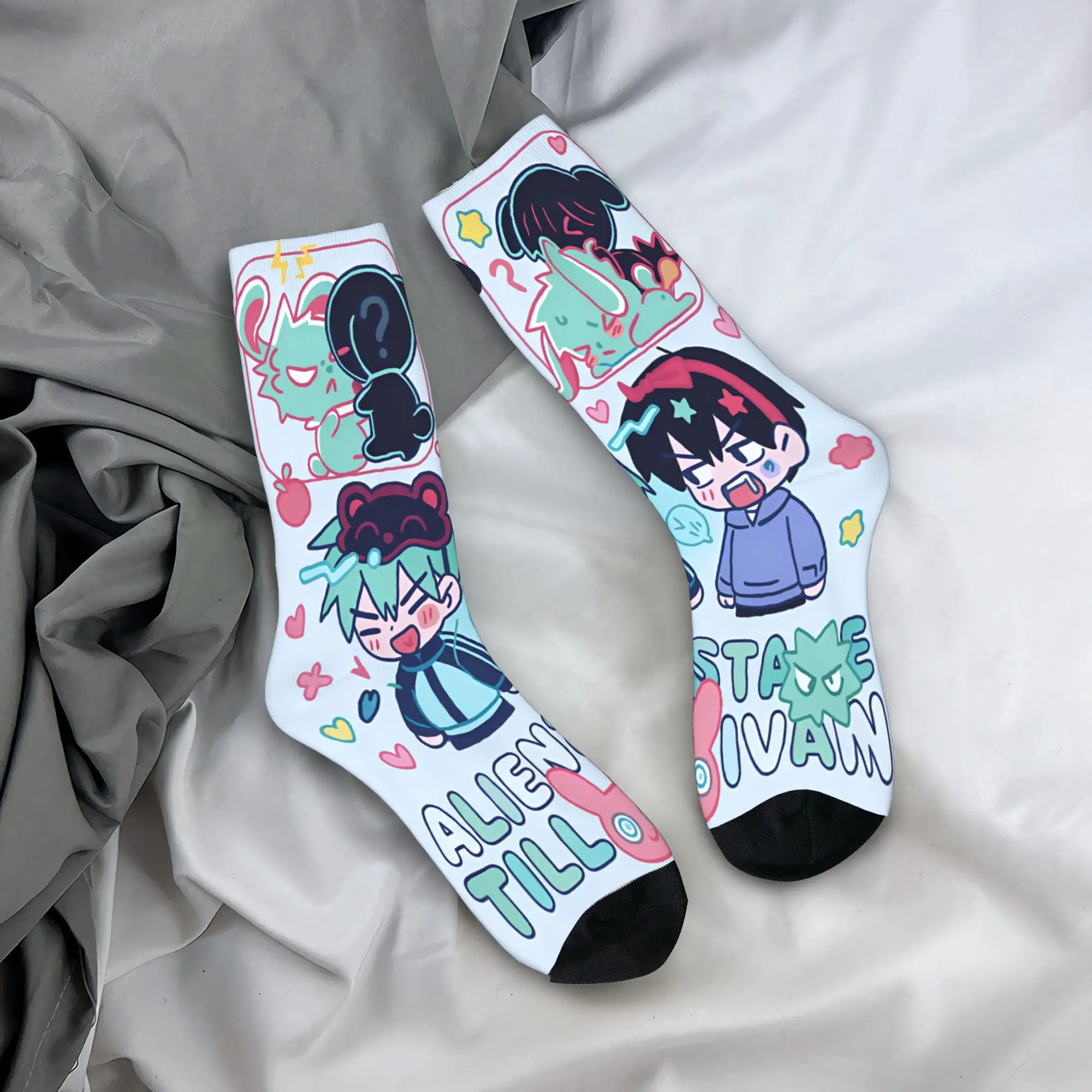 Alien Scenery Socks Till Ivan Cartoon Design Stockings Anti Sweat Men Socks Soft Breathable Autumn Funny Skateboard Socks