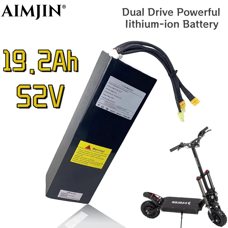 14S4P 21700 52V 19.2Ah بطارية ليثيوم أيون حزمة منفذ مزدوج شحن سريع مناسبة للدراجات البخارية الكهربائية ذات المحرك المزدوج