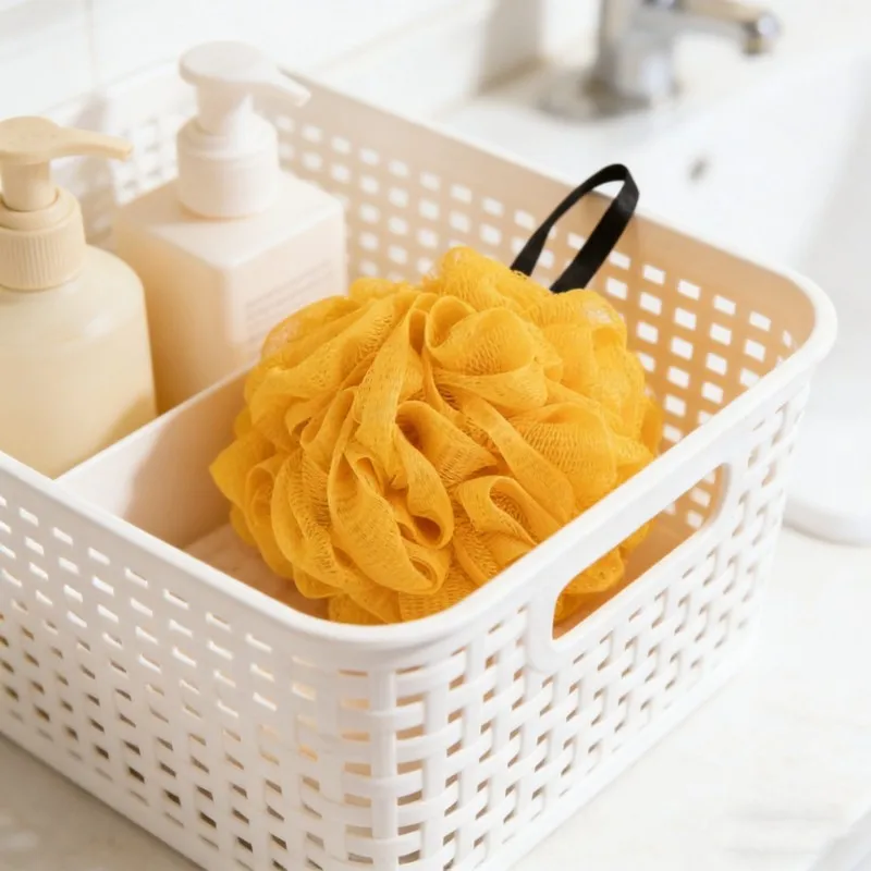 AB08-Perfecto para ducha y spa-Esponja exfoliante corporal-Esponjas de baño de malla suave, toalla de baño exfoliante de color dorado