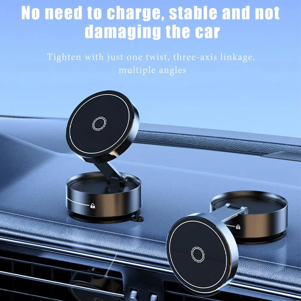 2025 New Magnetic Vacuum Car Phone Holder Suction Cup Folding Universal Navigation Stand Bracket