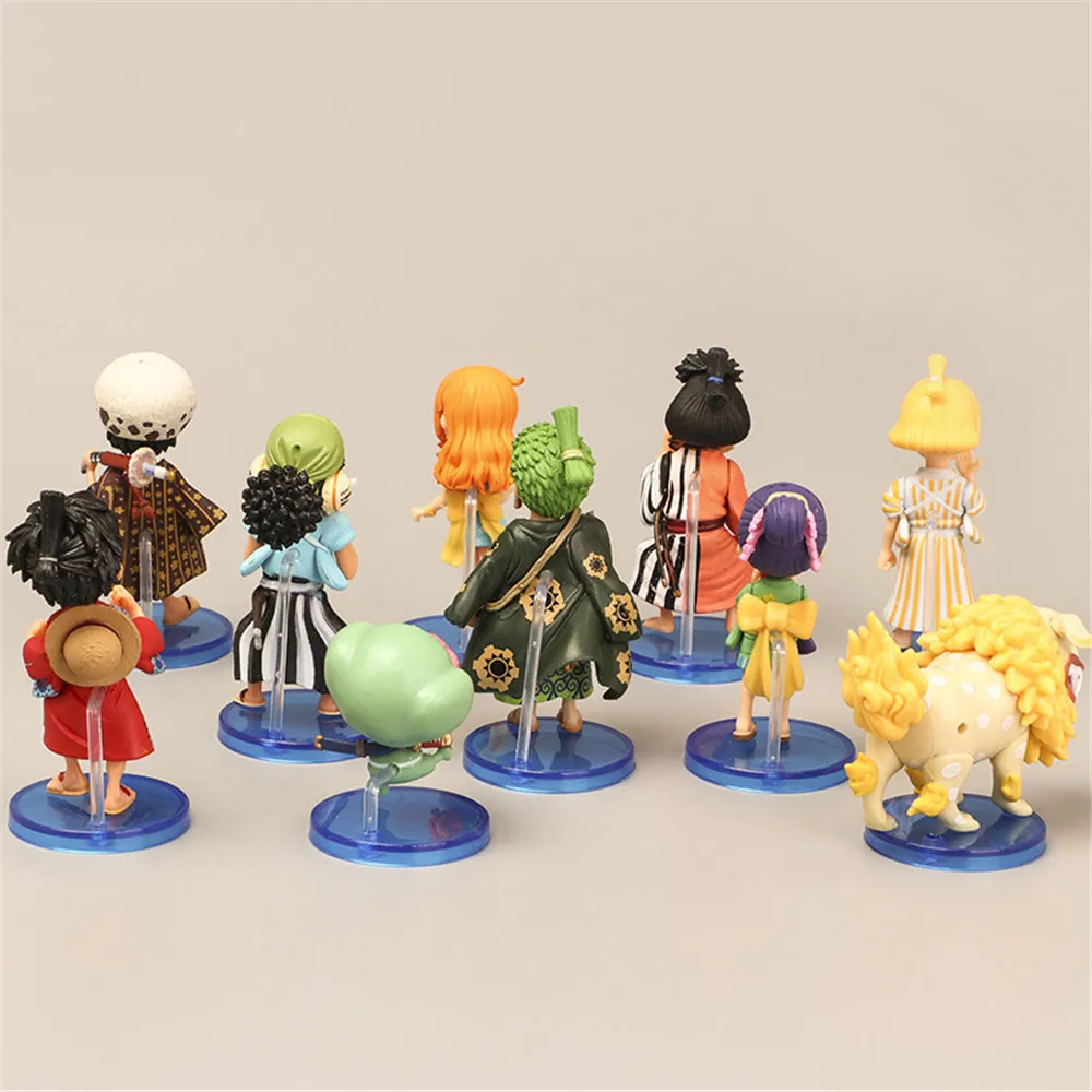 10pcs/set Anime One Piece Figure Ronoa Zoro Monkey D Luffy Sanji Nami Chopper Law PVC Action Figure Statue Model Doll Toys Gifts