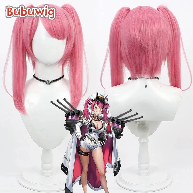 Bubuwig Synthetic Hair Mast Cosplay Wigs Nikke The Goddess Of Victory Mast Halloween 40cm Long Pink Ponytail Wig Heat Resistant