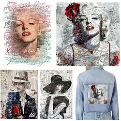 Monroe Fashion Patches Iron-On Transfers For Clothing  Heat Transfer For Clothes DIY  Thermal Sticker Print-on T-shirt Appliqued