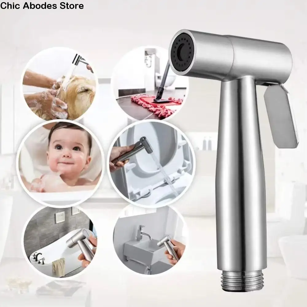 

High Pressure Handheld Bidet Sprayer Set Adjustable Self Cleaning Toilet Sprayer Heads Easy To Install Stainless Steel