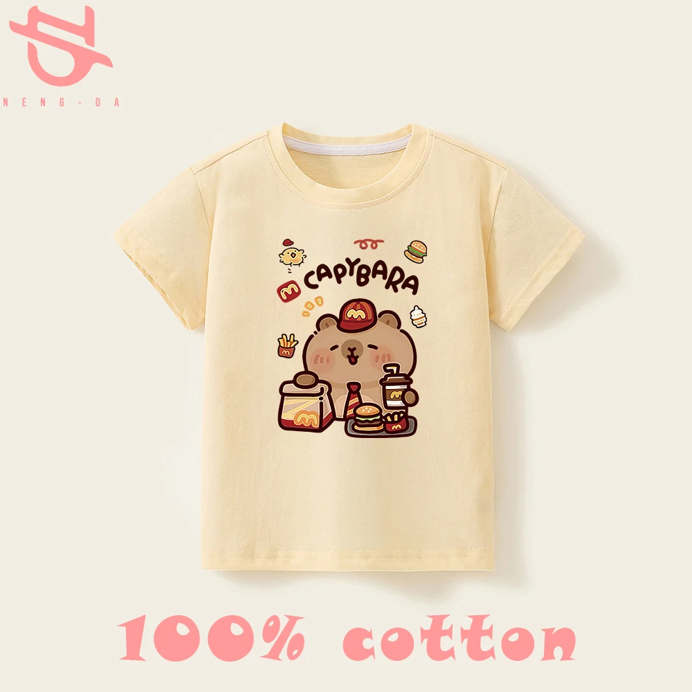 7 8 9 10 11 12T تي شيرت للأولاد 100% قطن بنات بنين تي شيرت رياضي قابل للتنفس تي شيرت كارتوني مطبوع وردي تي شيرت جديد 2025