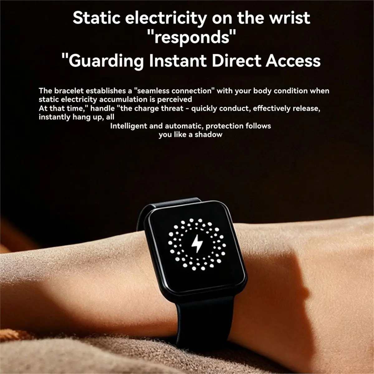 A86G NEW Wireless Anti Static Bracelets Smart AI MCU Wrist Strap Static Buckle Winter Static Eliminator Wristband Black
