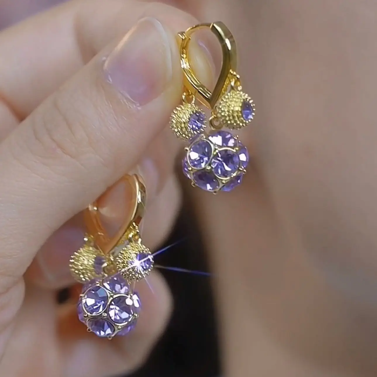 1Set New Popular Earrings, Purple Durian, Niche and Unique Fashionable and Temperament, Light Luxury and High-End Earrings