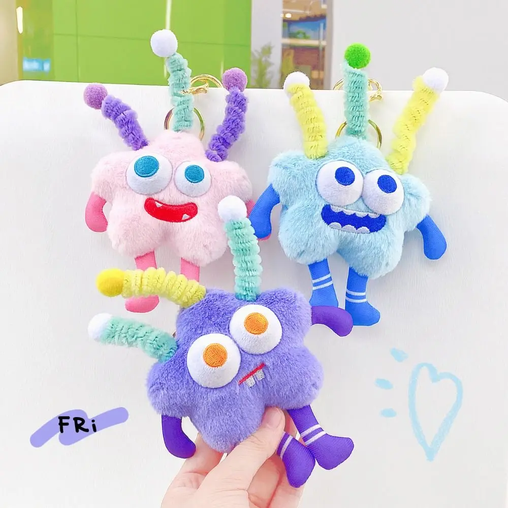 Cartoon Funny Chenille Sticks Keychain Plush DIY Hair Style Sausage Mouth Keyring Colorful Y2K Big Mouth Plush Pendant Girls