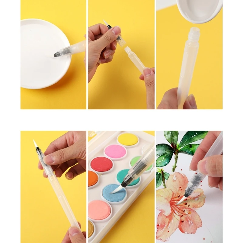 9/12 шт., акварельная кисть, многоразовая ручка для рисования, водяная кисть, ручка с плоским/точечным наконечником