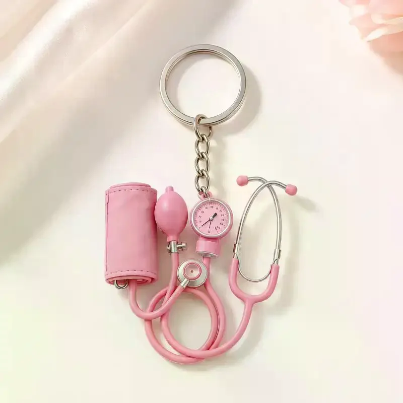 2D Flat Mini Stethoscope Keychain Cute Medical Charm Nurse Doctor Luggage Pendant for Nursing Staff Holiday Gift