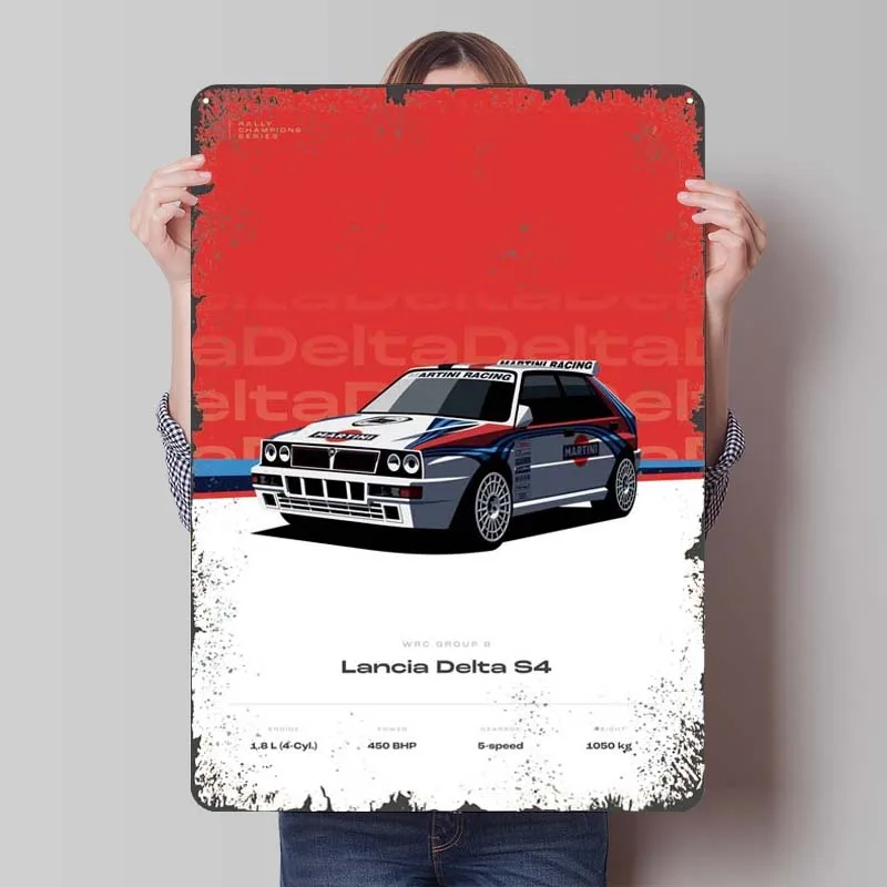 Lancia Delta S4 Group B Sign Car Metal Poster Wall Decoration Items Retro Metal Tin Signs for Garage Wall Art Decoration Room