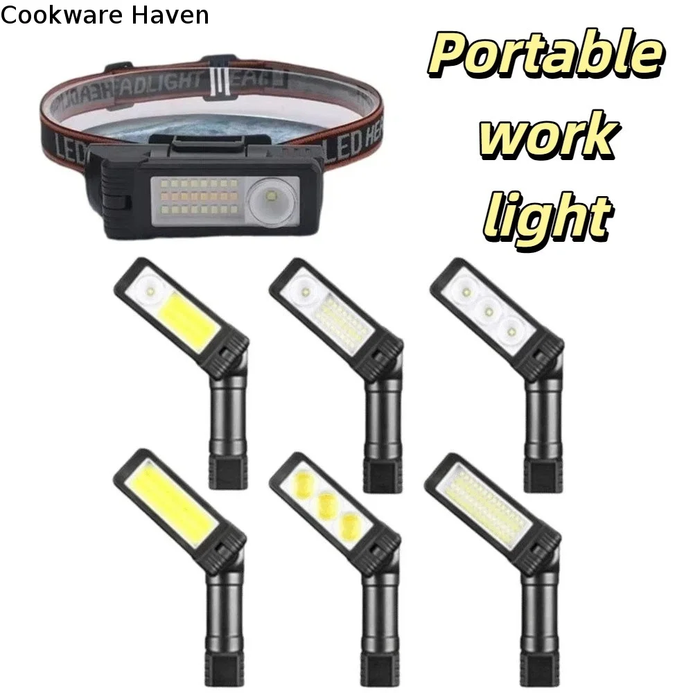 600 LM Brightness COB LED Work Light Type C Charging Waterproof Design Rechargeable Flashlight Magnetic Base 1200 mAh Battery