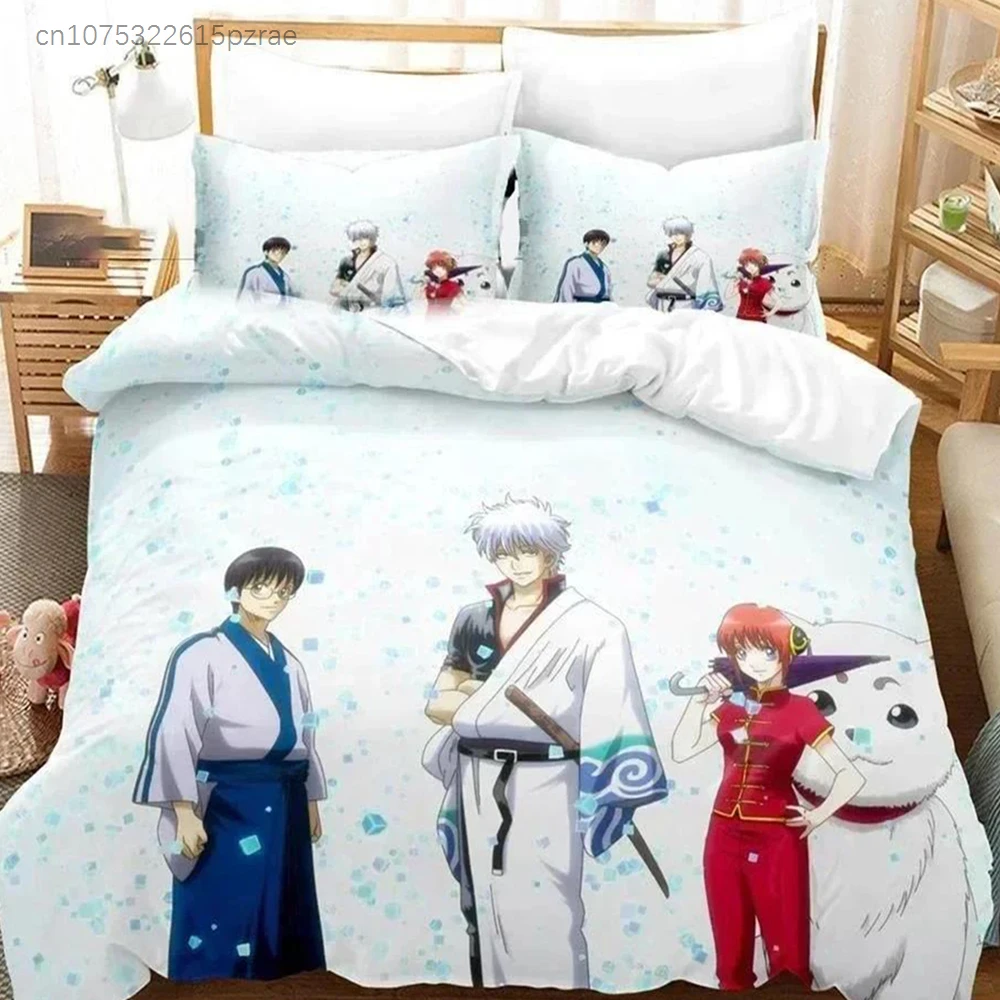 3D Gintama Bedding Set Anime Gintoki Sakata Bedding Set Printed With Pillowcase Duvet Cover Soft Queen King Size Bedclothes Home