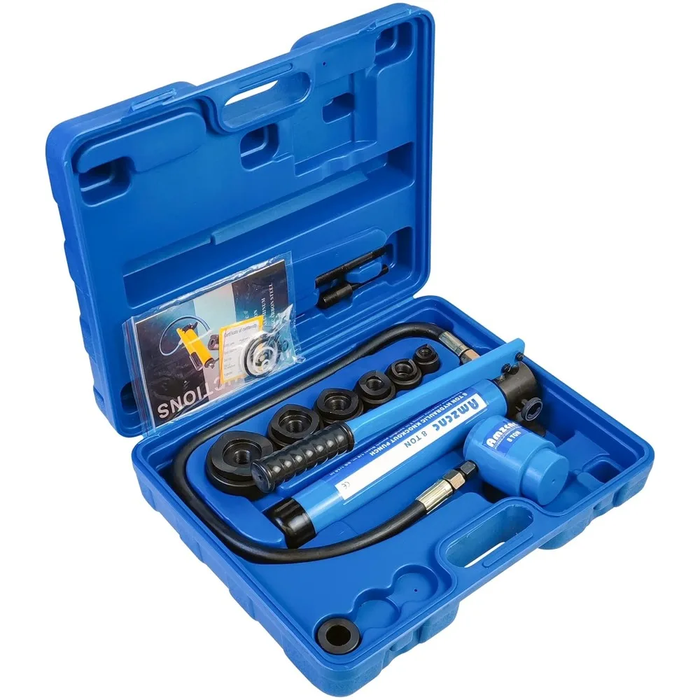

Hydraulic Knockout Punch Electrical Conduit Hole Cutter Set KO Tool Kit 1/2 to 2 inch (8T(1/2"-2")), Alloy Steel