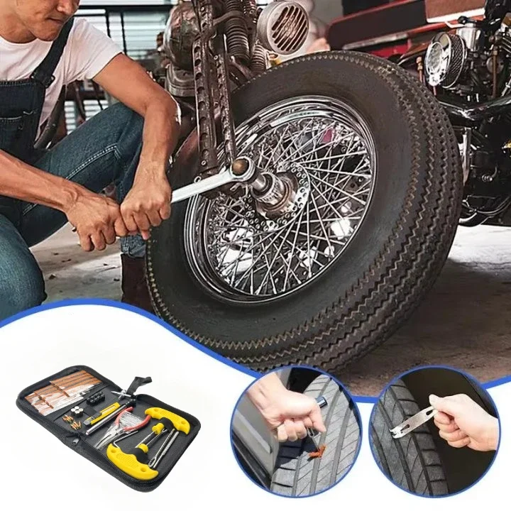 Car Tire Repair Tool With Rubber Strips Tire Repair Needle Valve Core Tools Steel Spiral Needles Puncture Tire Repair KiT