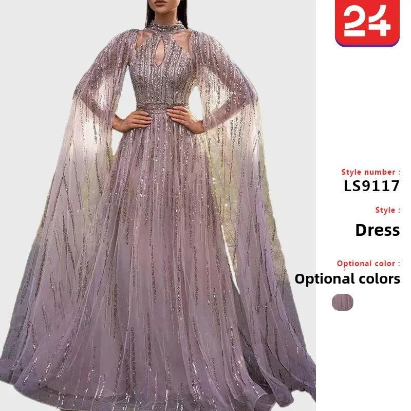 

Женское длинное платье Me с кисточками и пайетками, вечернее платье со средней талией и молнией, официальная стильная длинная юбка Dr Ele