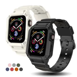 Case for Apple Watch Band 49mm 44mm 45mm 42mm 40mm/38 Watch Strap for iWatch 8 7 6 5 4 SE TPU Protective Cover Silicone Bracelet