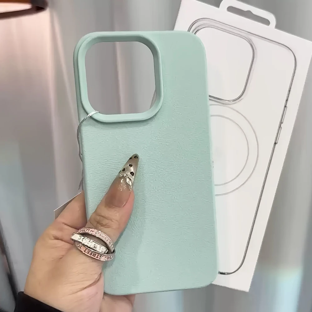 

Simple Macaron Pattern Imitation Original Faux Leather Phone Case For iPhone 17 11 13 12 15 14 16 Pro Max XS XR X 7 8 Plus Cover