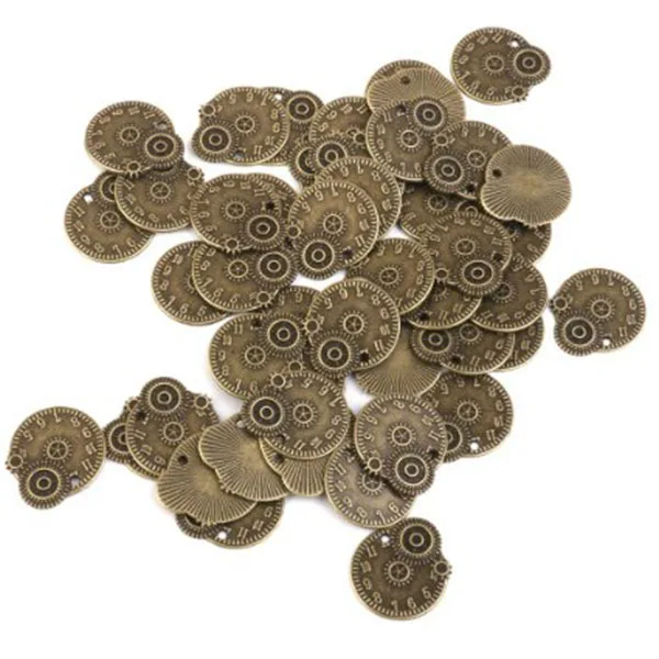 

50pcs Vintage Jewelry Making Charms Bronze Metal Steampunk Gears For Crafting Scrapbooking Necklace Pendant Clock Wheel