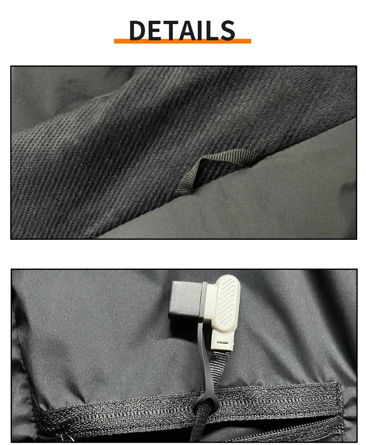 Unisex-Heizjacke, USB-aufladbar, 8 Heizzonen, elektrisch beheizter, warmer Kapuzenmantel, winddicht, wasserdicht, für den Winter, Outdoor, beheizt – Detail 16