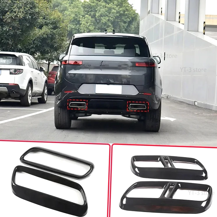 

For Land Rover Range Rover Sport L461 2023 2024 Glossy Black Chrome Stainless Steel Car Exhaust Pipe Cover Trim Accessories