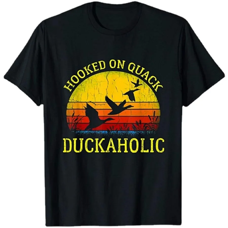 

Hooked on Quack Funny Duck Hunting Hunter Gift T-Shirt Summer Cotton Short Sleeve O-Neck Men's T Shirt New S-3XL