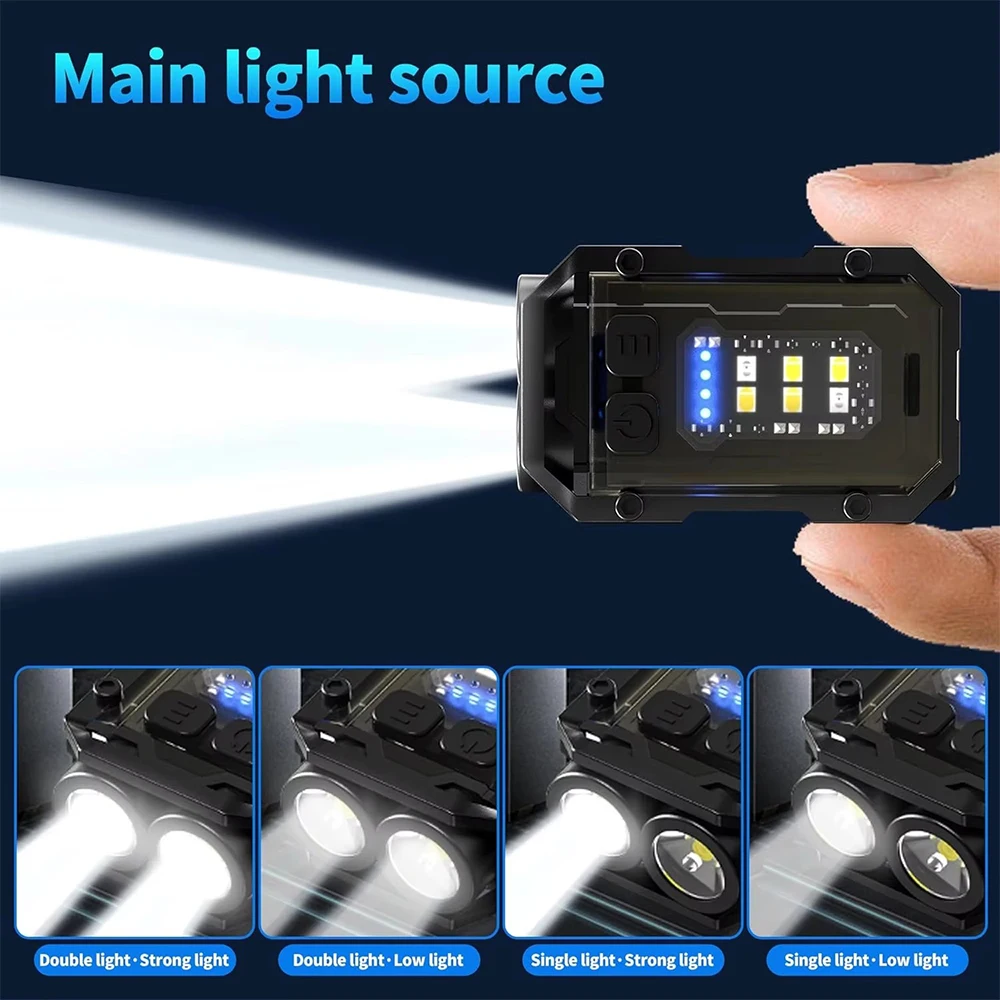 

Mini COB Keychain Flashlight 8 Lighting Modes Portable Working Light Outdoor Waterproof Multifunctional Electric Torch