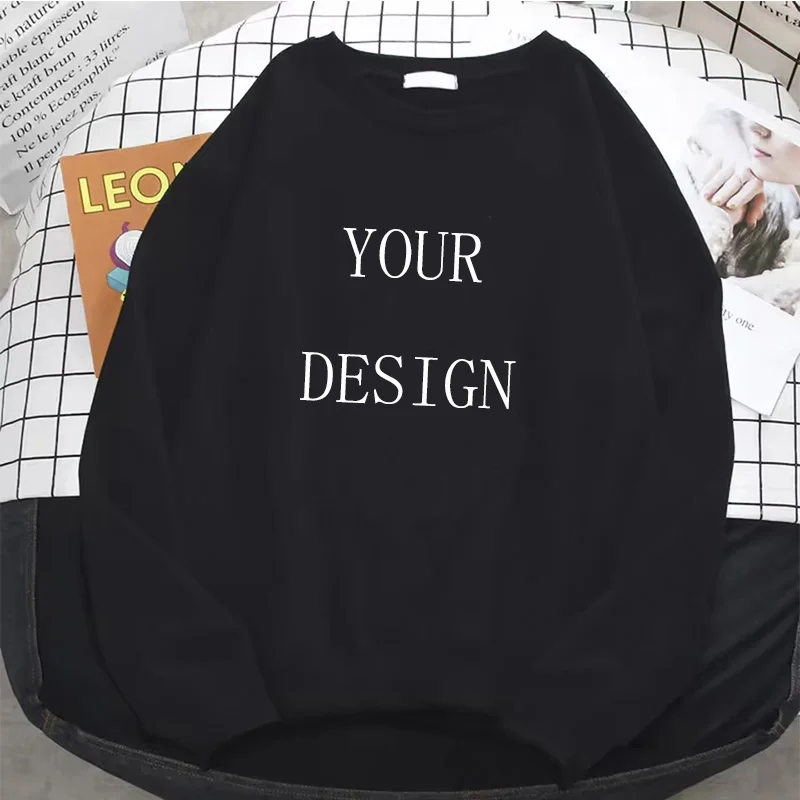 2025 DIY Custom Your Brand LOGO Design Hoodie Casual Women Men's Top Solid Color Hoodies Sweatshirt