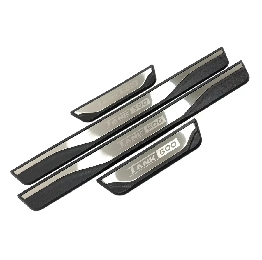 For GWM Great Wall Tank 500 2022- 2023 Interior Accessories Door Sill Inside Scuff Plate Decoration Cover Trim Metal
