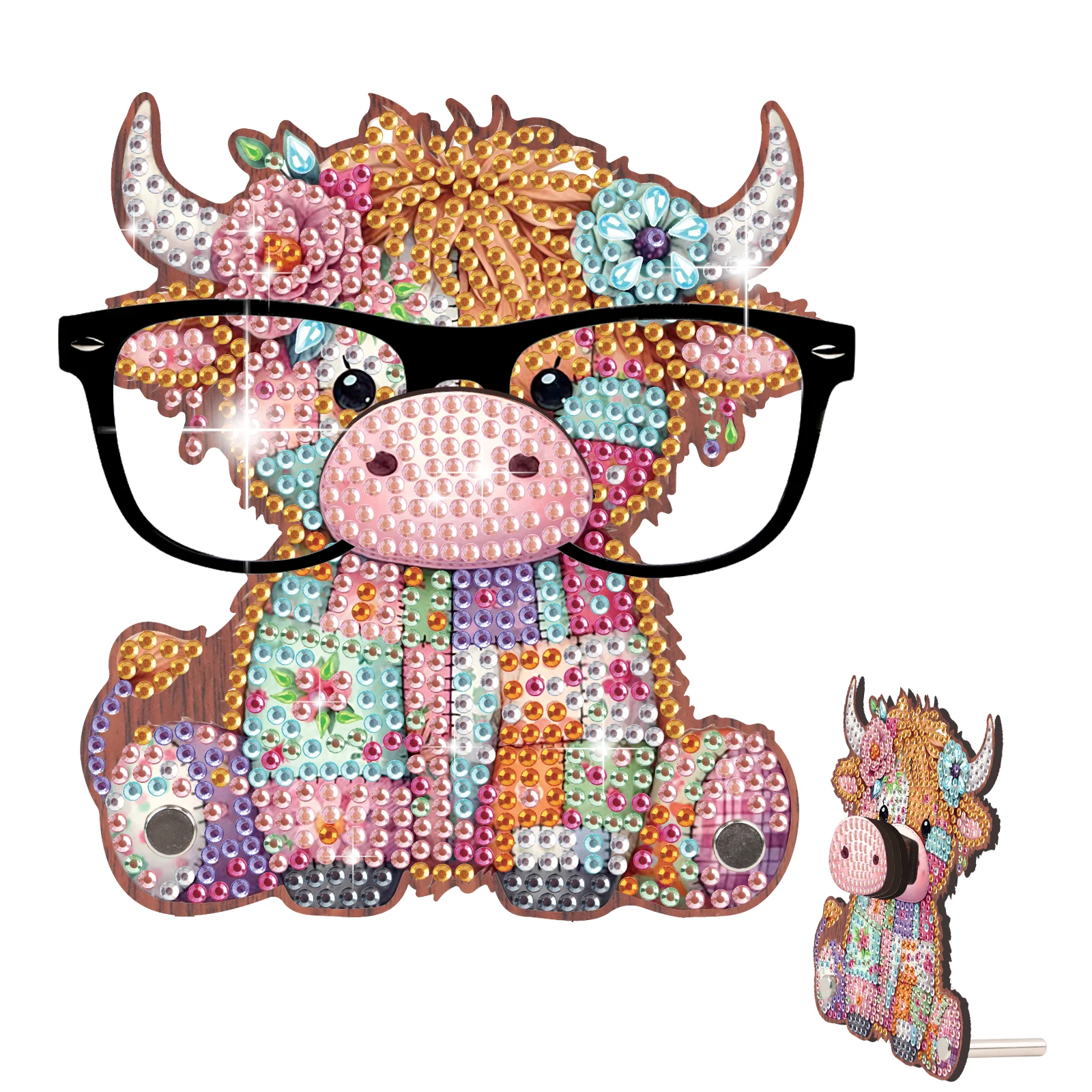 Diamond Painting Eyeglass Frame Ornament Kits,Patterned cow Diamond Art Special Shaped Eyeglass Frame Ornament Decor Crafts Gift