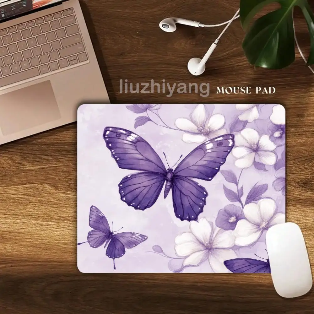 

Purple Butterfly Mouse Pad 40X45cm Large Square Computer Office Game Table Mats Rubber Anti-slip Mousepads Small Decor Desk Pads