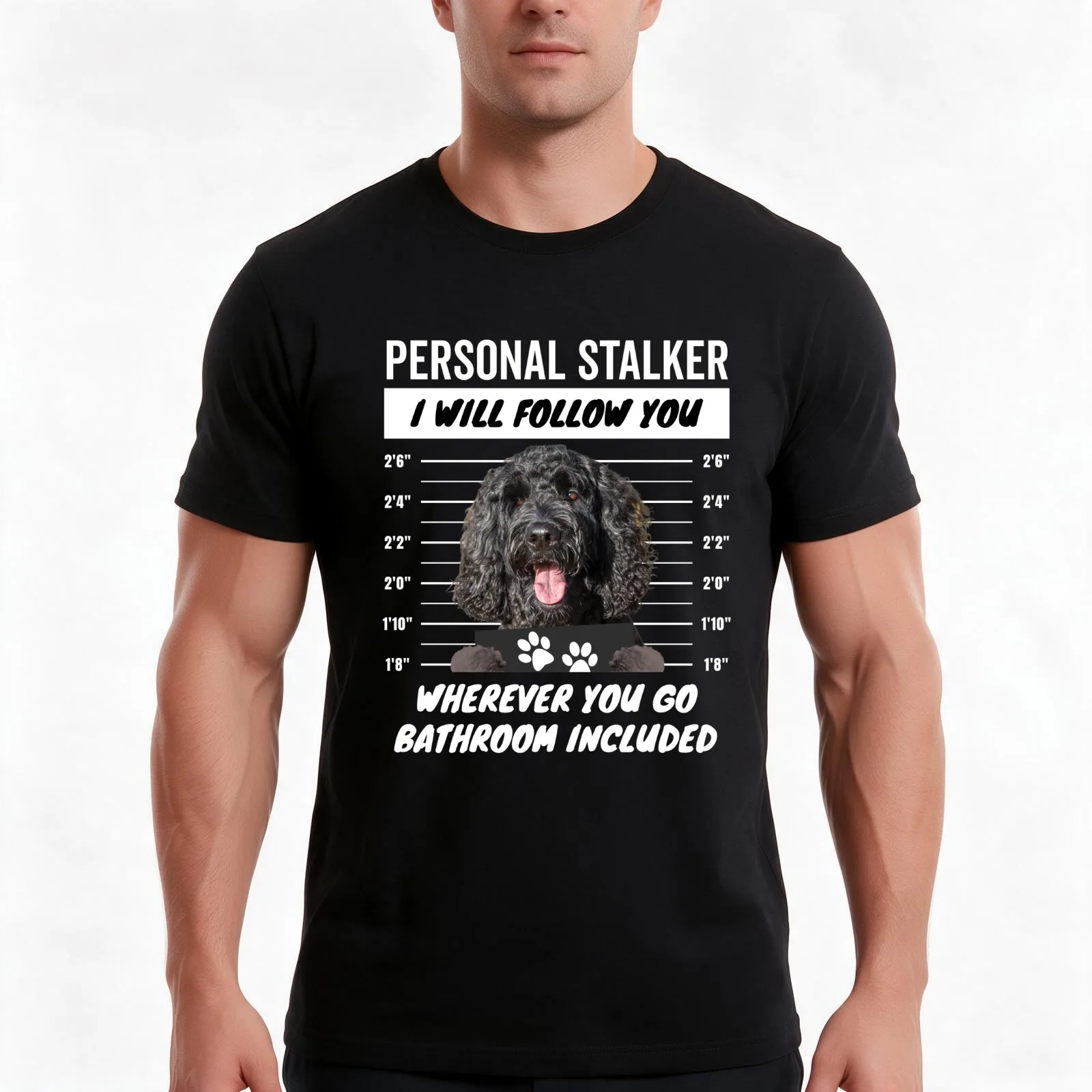 Personal Stalker Dog – Black Labradoodle T-Shirt Summer Casual Cotton Tee Oversized Streetwear Tops Vintage Graphic Print