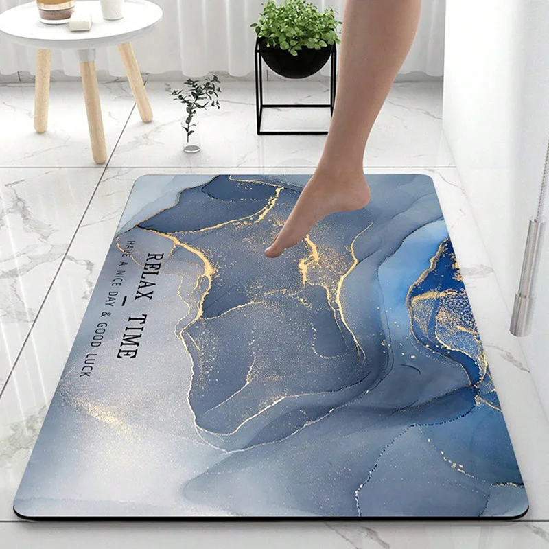 Marble Pattern Non-slip Super Absorbent Doormat Diatom Mud Bath Kitchen Carpet Waterproof Entrance Rug Home Living Room Decor