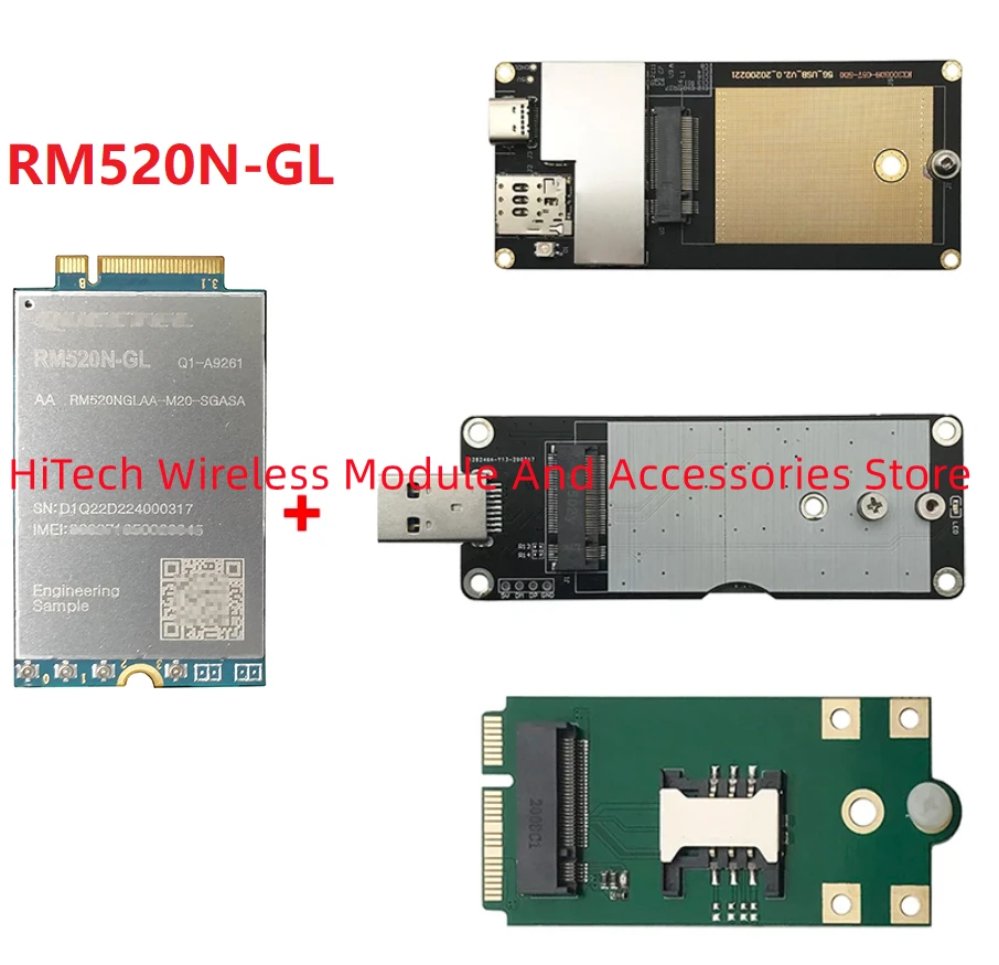 

Quectel RM520N-GL 5G Sub-6 GHz NR M.2 module RM520NGLAA-M20-SGASA for Global With MINI PCIe, USB Type C adapter New Quectel