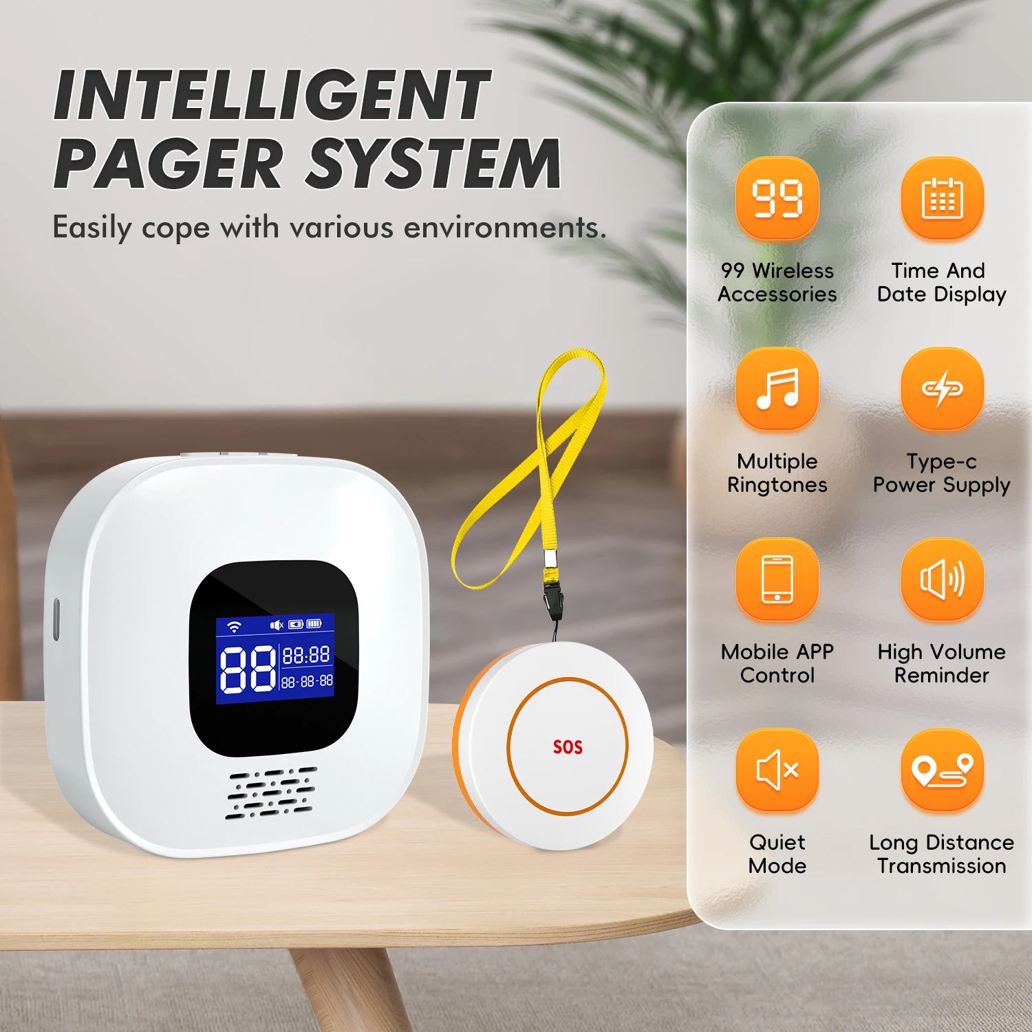 Alarm System Home Tuya Wifi Elderly Caregiver Pager SOS Call Button Emergency Button for Elderly Senior Patients Elderly At Home