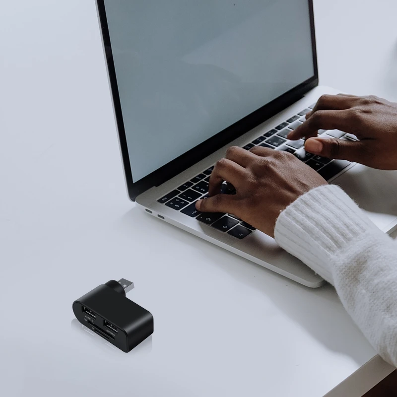 4-port USB2.0 Hub 180° الدورية متعددة الوظائف قارئ بطاقات USB الفاصل توسيع محطة الإرساء 1 تيرا بايت 480 ميجابت في الثانية