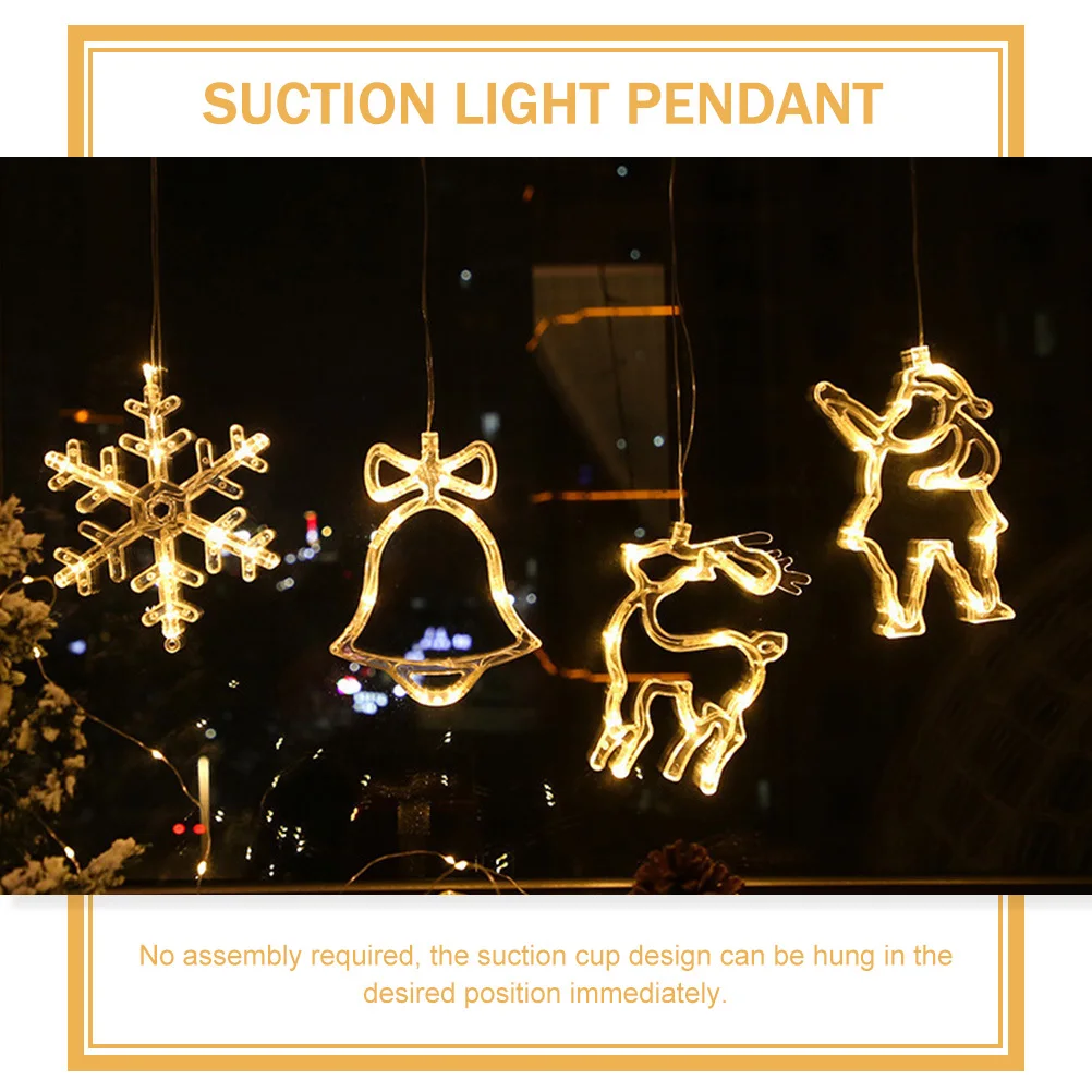 

4pcs Christmas Window Lights Led Suction Cup Light No Assembly Required For Window Door Porch Balcony Xmas Party Decor Lamp
