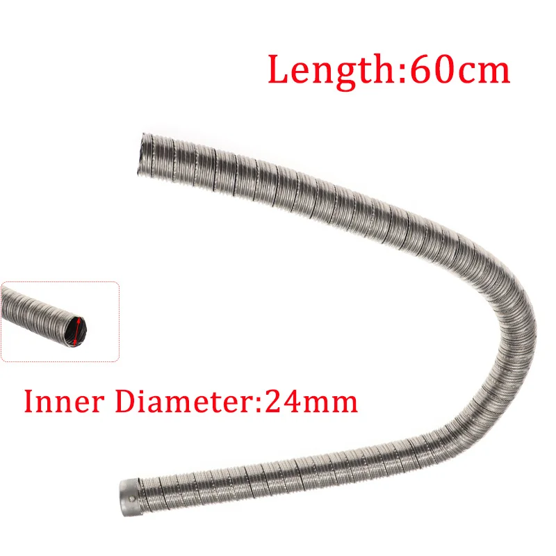 60cm 24mm Dual-layer Car Truck Heater Exhaust Pipe Air Diesel Parking Heater Exhaust Hose Line Stainless For Webasto Eberspacher