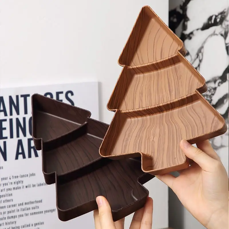 صينية الوجبات الخفيفة لشجرة عيد الميلاد الخشبية - طبق تقديم طبيعي لحفلات العطلات، احتفالي للمكسرات والحلوى والمقبلات #4