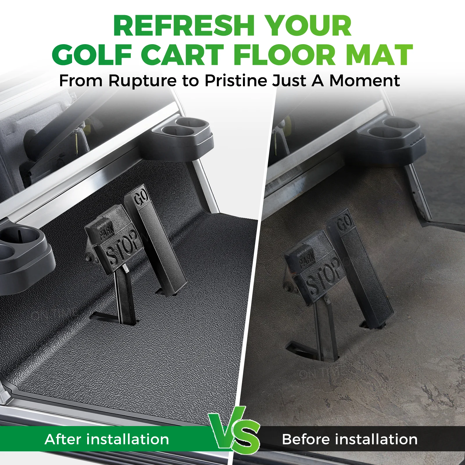 골프 카트 고무 바닥 매트, 클럽 카 DS 1982-UP #1015032 101503202